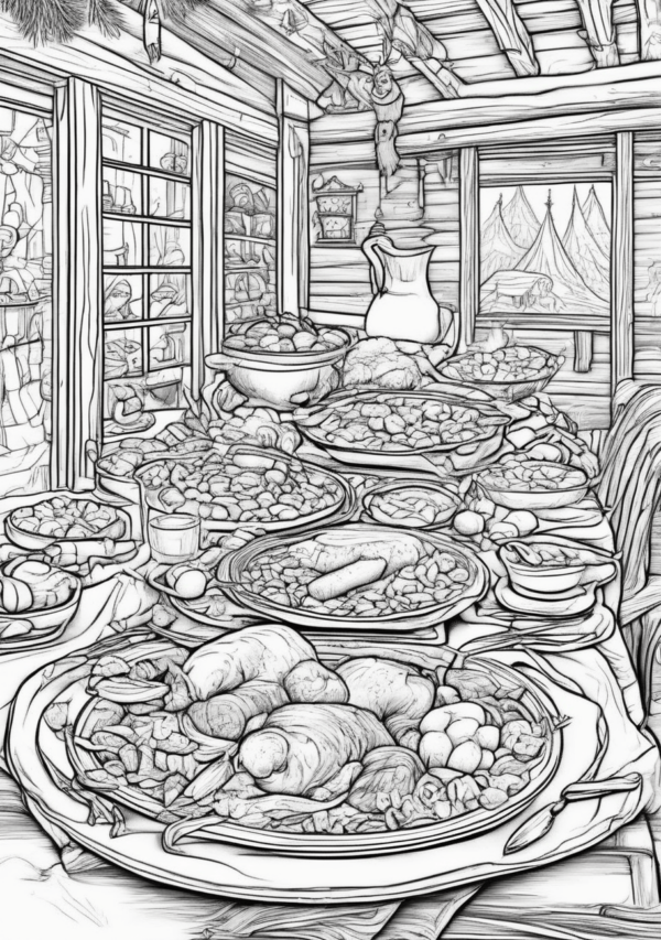 Christmas Viking Feast Coloring Book - Unique and Relaxing Designs - 11 Pages - Image 2