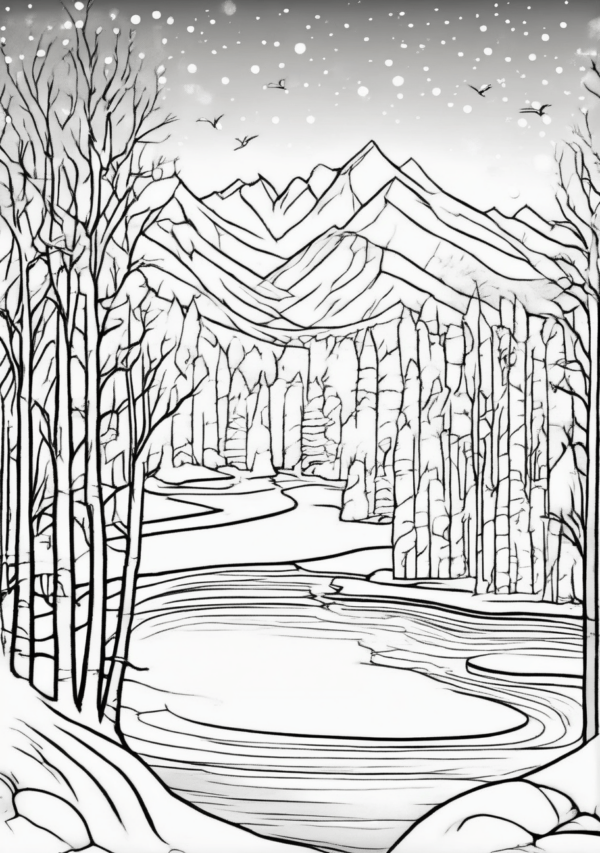 Christmas Coloring Book: Scenic Nature Designs - 11 Pages - Image 3