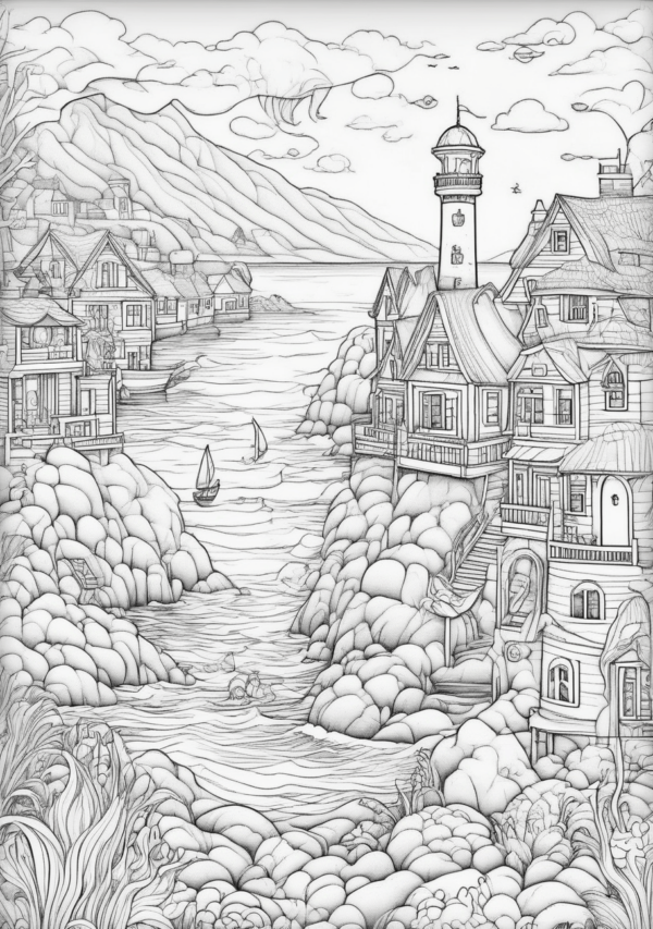 Christmas Coastal Coloring Book - Digital Download - 11 Pages - Image 4