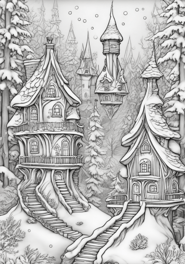 Enchanting Winter Wonderland: Christmas Coloring Book - 11 Pages - Image 2