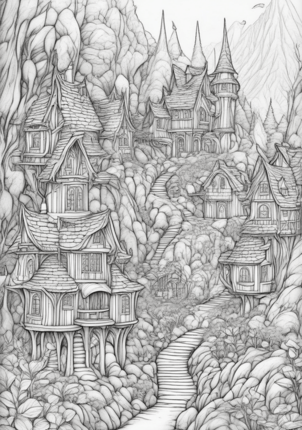 Christmas Village Coloring Book - Digital Download - 11 Pages - Image 2