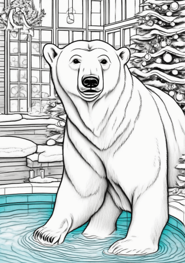 Christmas Polar Bear Coloring Book Digital Download - 11 Pages - Image 2