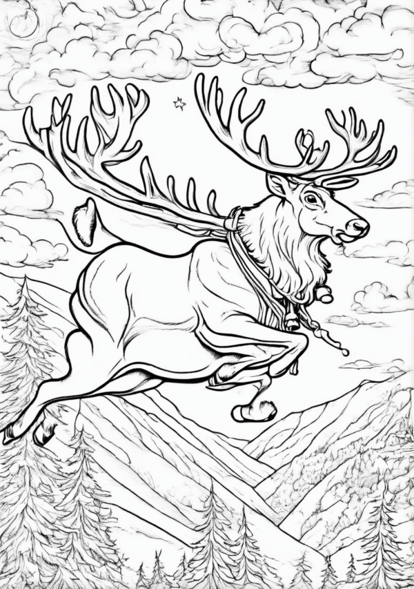 Christmas Reindeer Coloring Book - Unique and Intricate Designs - 11 Pages - Image 4