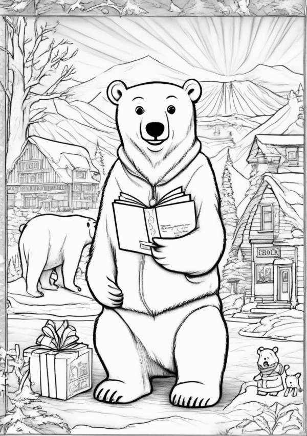 Christmas Polar Bear Coloring Pages - Digital Download - 11 Pages - Image 4