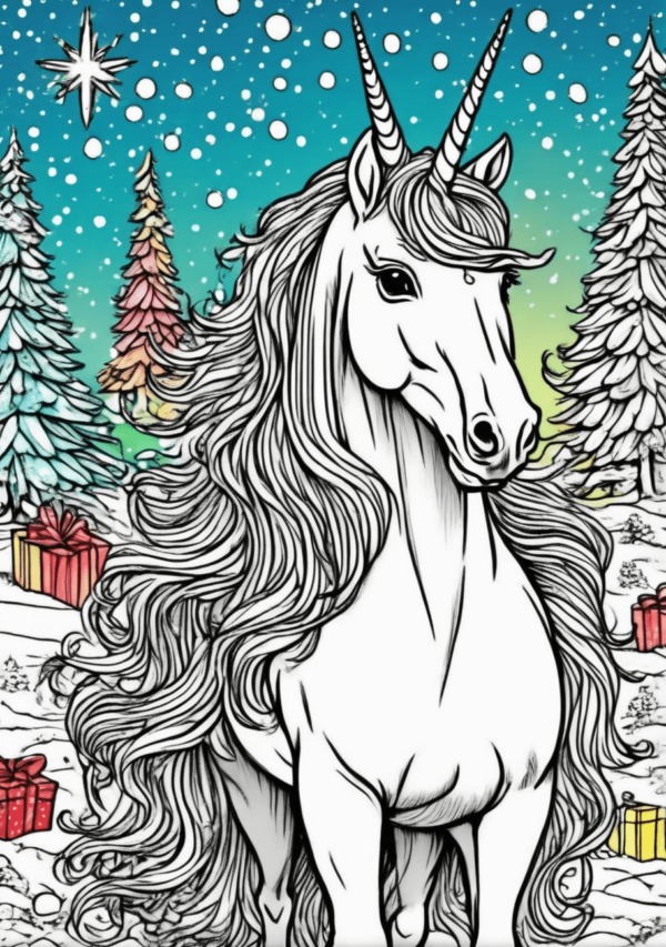 Christmas Unicorn Coloring Book for Relaxation - 11 Pages - Image 3