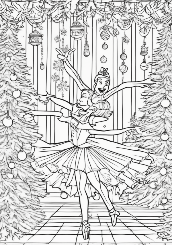 Christmas Ballet Coloring Book: Beautiful Festive Designs - 11 Pages - Image 3