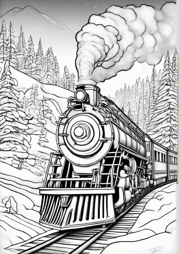 Christmas Train Coloring Book - Digital Download - 11 Pages - Image 2