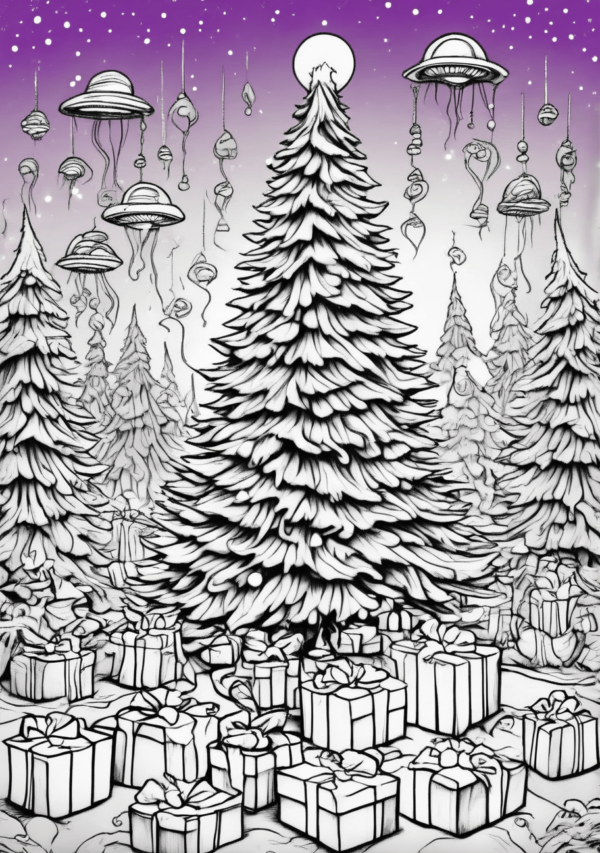 Christmas Alien Coloring Book: Unique Holiday Designs - 11 Pages - Image 4