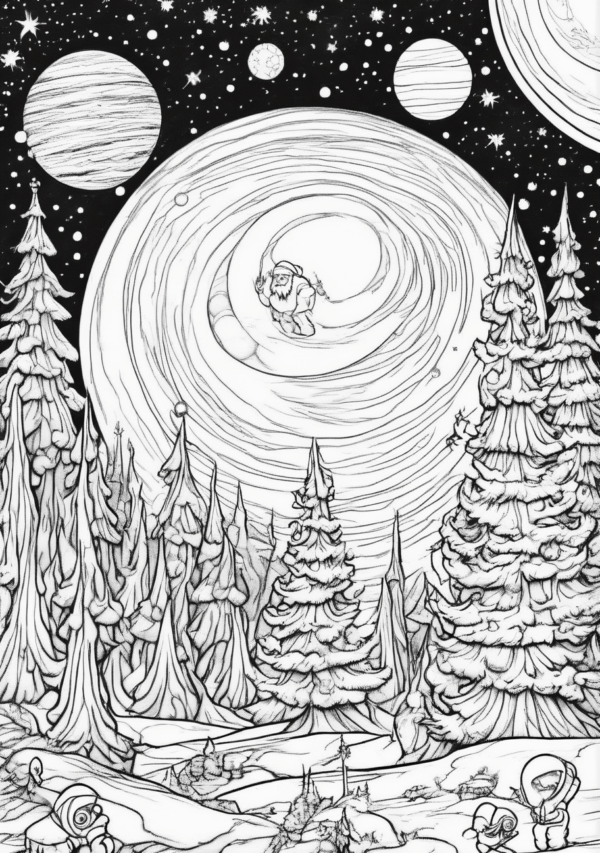 Christmas Coloring Book: Cosmic Holiday Designs - 11 Pages - Image 2