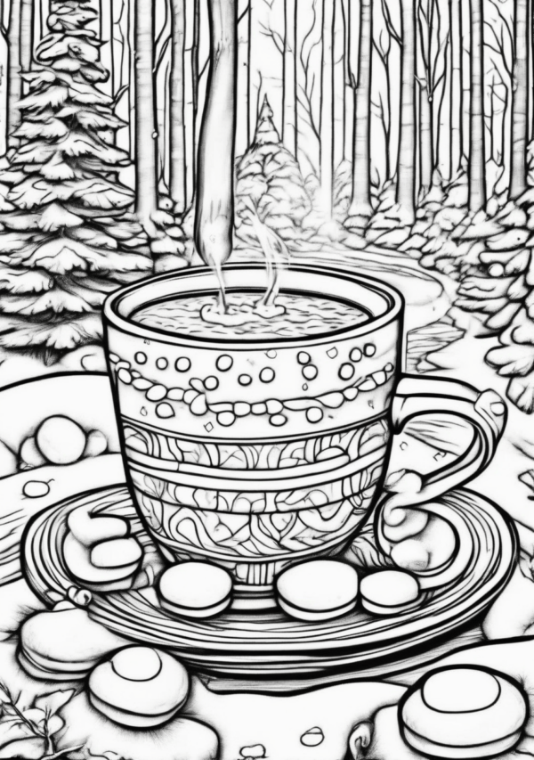 Christmas Coloring Book with Hot Cocoa Scenes - 11 Pages - Image 4