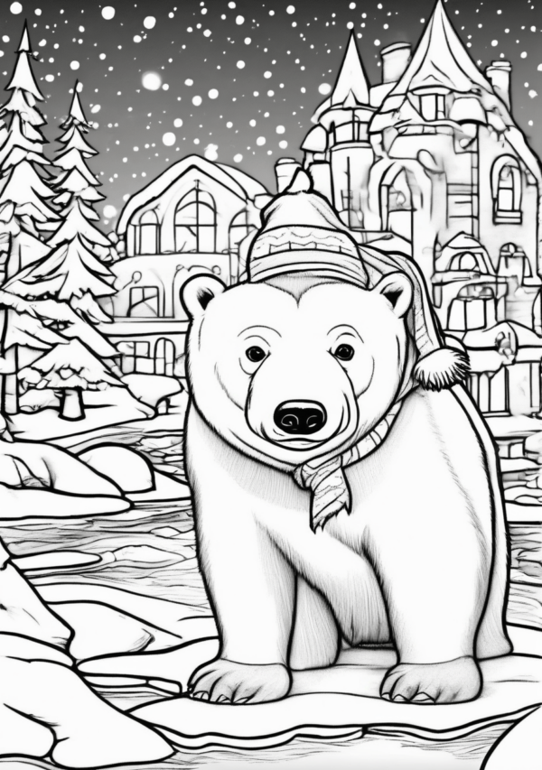 Christmas Polar Bear Coloring Book – Instant Download - 11 Pages - Image 3