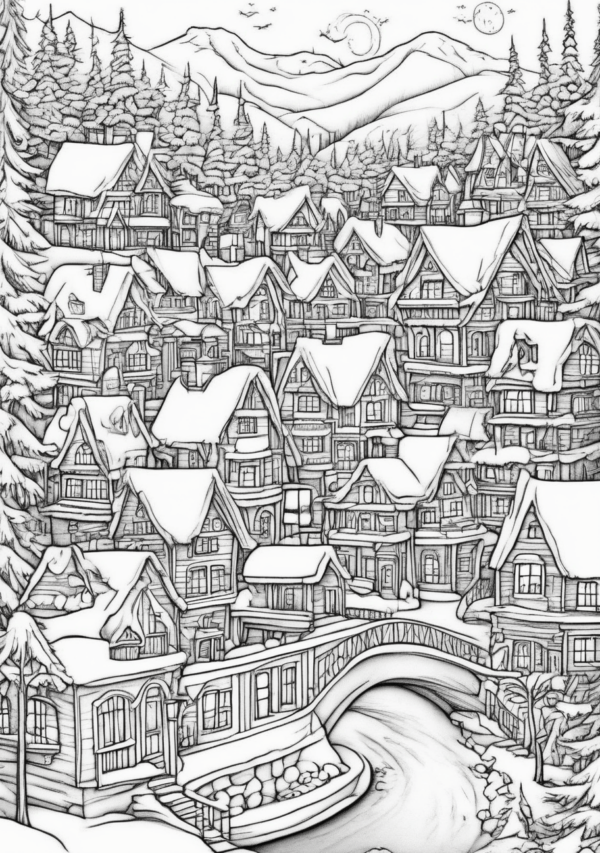 Charming Christmas Village Coloring Pages - 11 Pages - Image 3