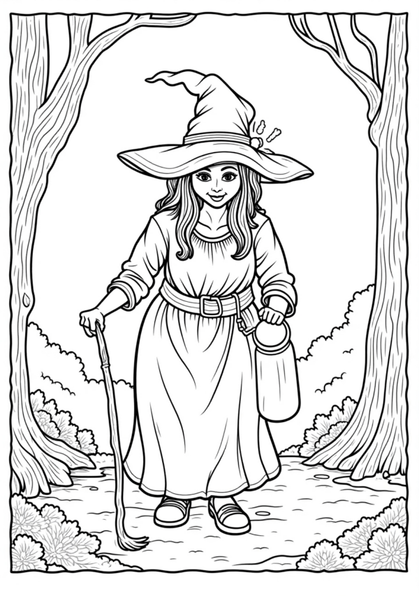 Enchanting Halloween Witches Coloring Book - 10 Pages - Image 4