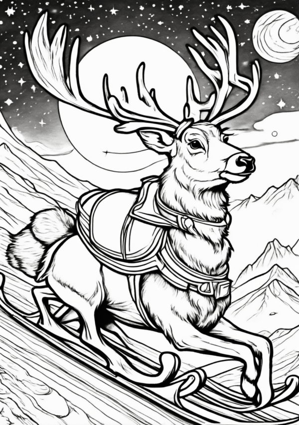 Christmas Reindeer Coloring Book - Digital Download - 11 Pages - Image 3