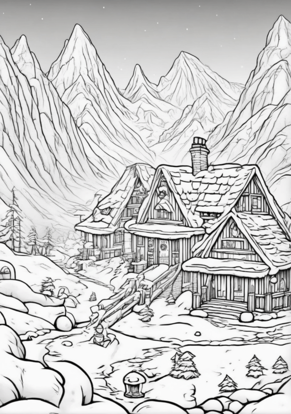 Christmas Coloring Book: Cozy Winter Village Scenes - 11 Pages - Image 4