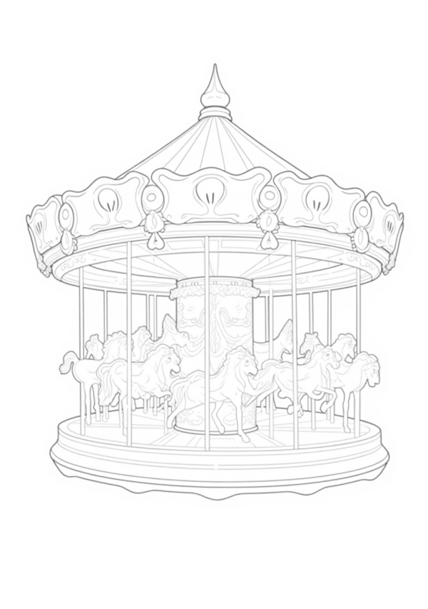 Halloween Carousel Coloring Book - 10 Pages - Image 3