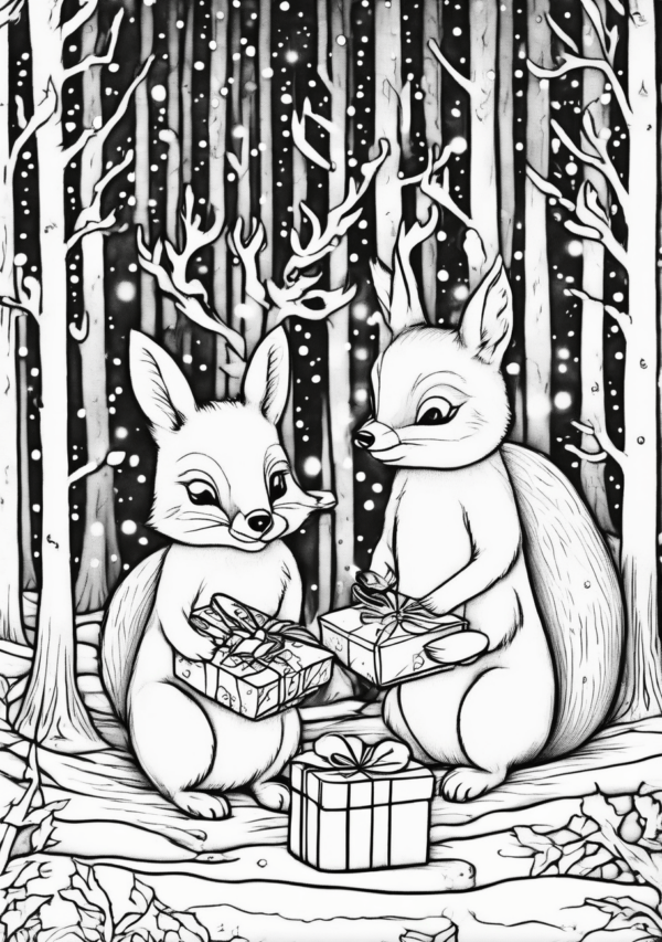 Christmas Animal Coloring Book - Beautiful Nature Designs - 11 Pages - Image 3