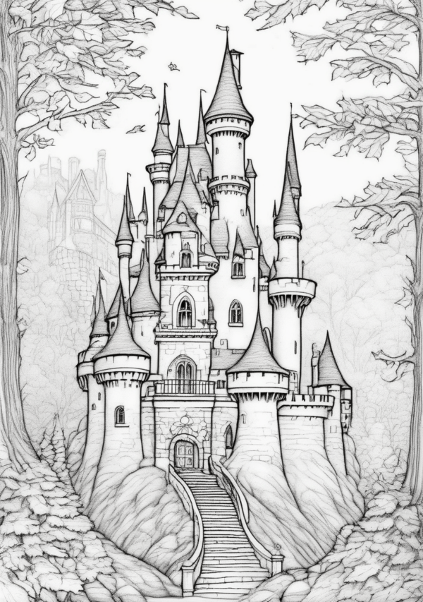 Enchanting Christmas Castles Coloring Book - 11 Pages - Image 4