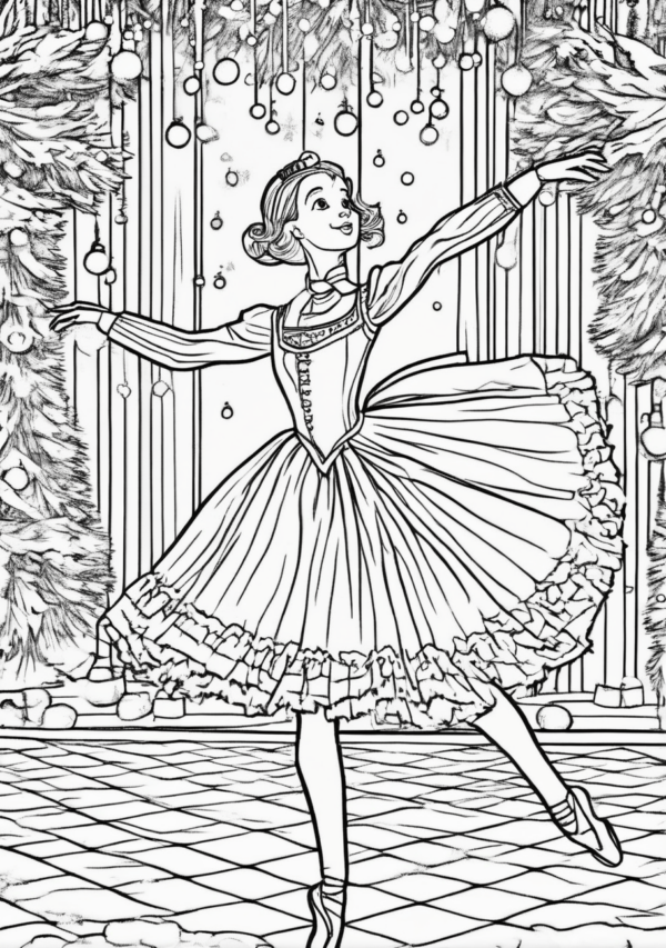 Christmas Ballet Coloring Book: Beautiful Festive Designs - 11 Pages - Image 4