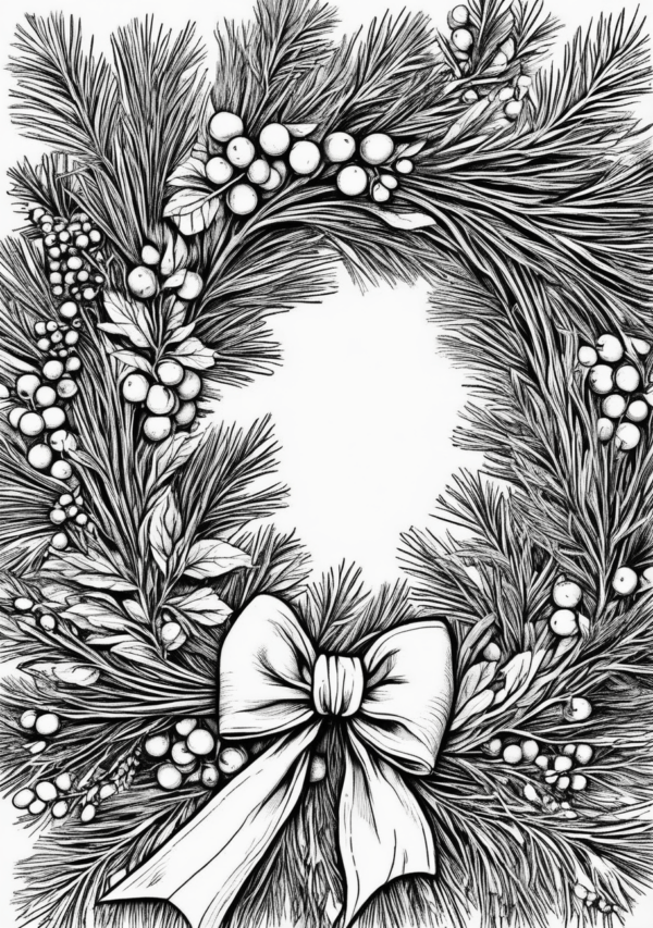 Christmas Wreath Coloring Pages Digital Download - 11 Pages - Image 3