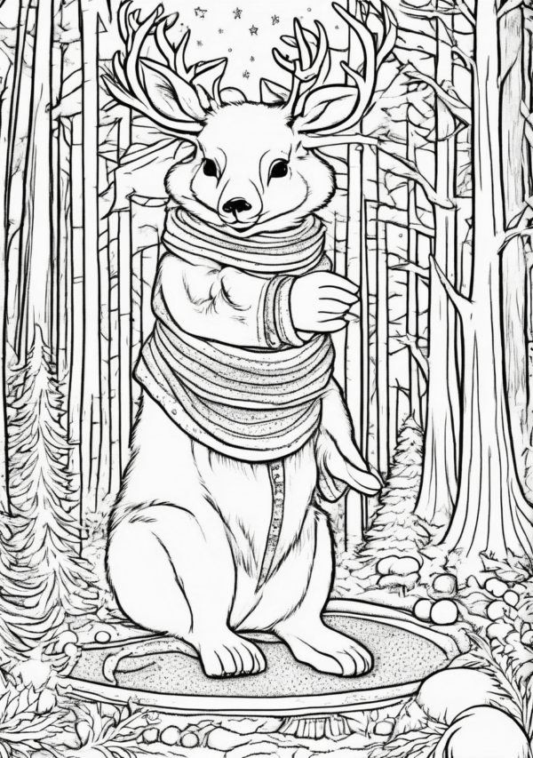 Christmas Coloring Book with Deer and Winter Scenes - 11 Pages - Image 4