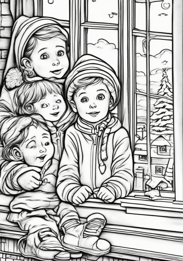 Christmas Coloring Book: Cozy Window Scenes - 11 Pages - Image 3