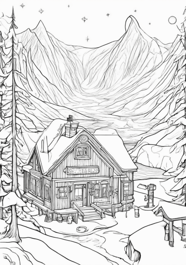 Peaceful Christmas Cabin Coloring Book – Digital Download - 11 Pages - Image 4