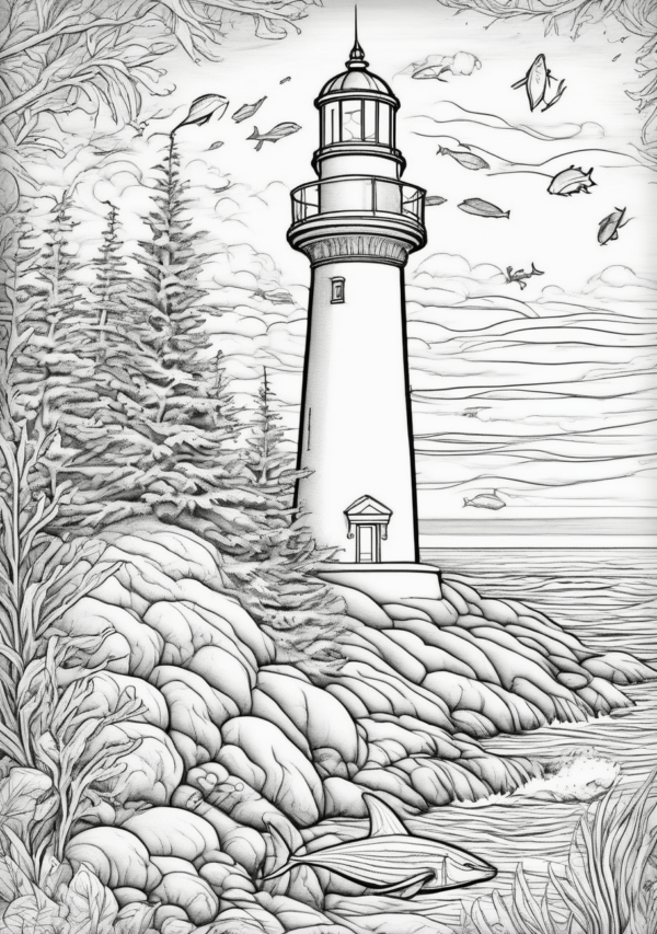 Enchanting Christmas Coloring Book with Lighthouse Scenes - 11 Pages - Image 3