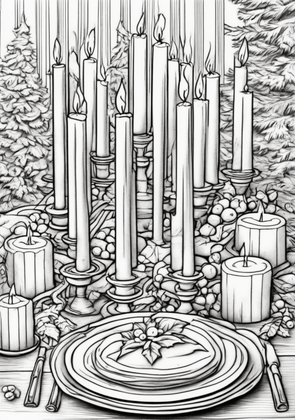 Intricate Christmas Candle Designs Coloring Book - 11 Pages - Image 3