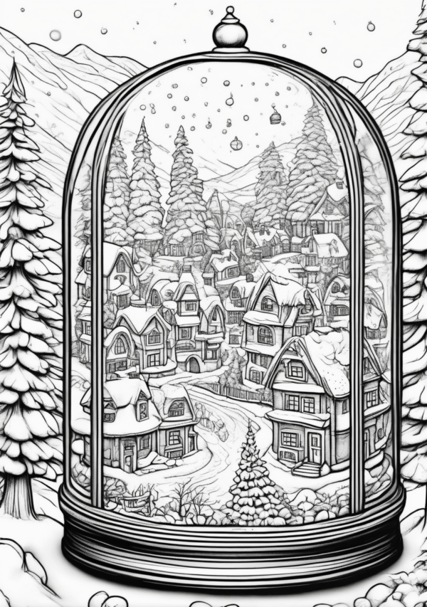 Magical Christmas Village Coloring Book for Creativity - 11 Pages - Image 2