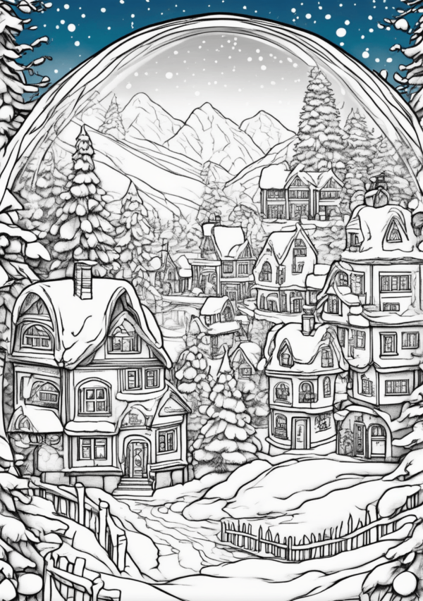 Magical Christmas Village Coloring Book for Creativity - 11 Pages - Image 3