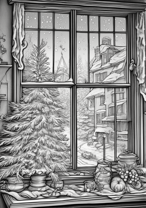 Christmas Window Views Coloring Book - 11 Pages - Image 3