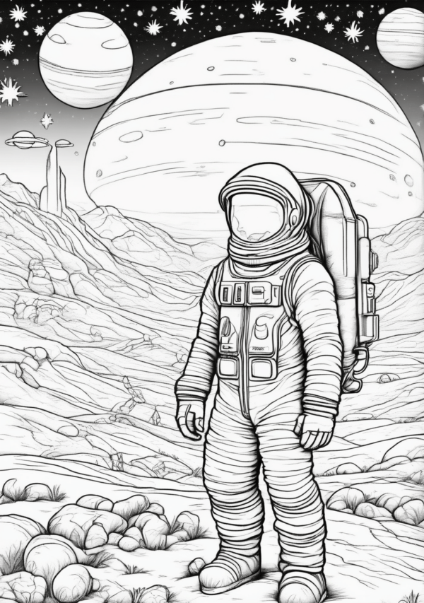 Christmas Coloring Book with Space Theme Designs - 11 Pages - Image 2