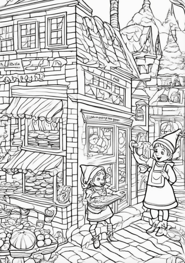 Christmas Coloring Book: Whimsical Bakery Scenes - 11 Pages - Image 3