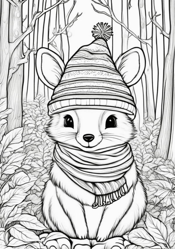 Charming Christmas Animal Coloring Book - 11 Pages - Image 2