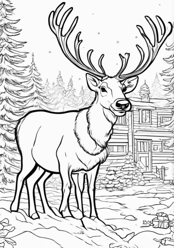 Enchanting Christmas Reindeer Coloring Book - 11 Pages - Image 4