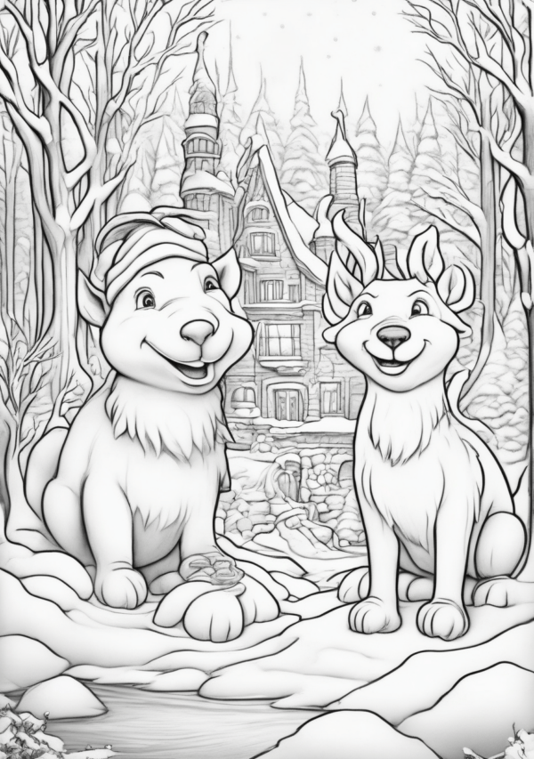 Christmas Coloring Book: Festive Nature Scenes - 11 Pages - Image 4