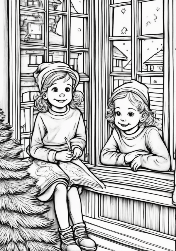 Christmas Coloring Book: Cozy Window Scenes - 11 Pages - Image 4