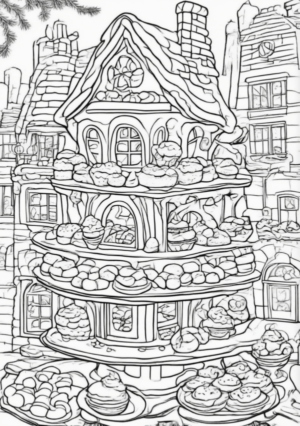 Christmas Coloring Book: Whimsical Bakery Scenes - 11 Pages - Image 4