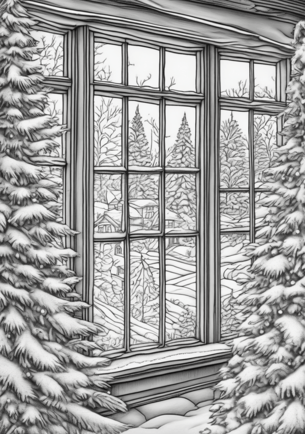 Christmas Window Views Coloring Book - 11 Pages - Image 4