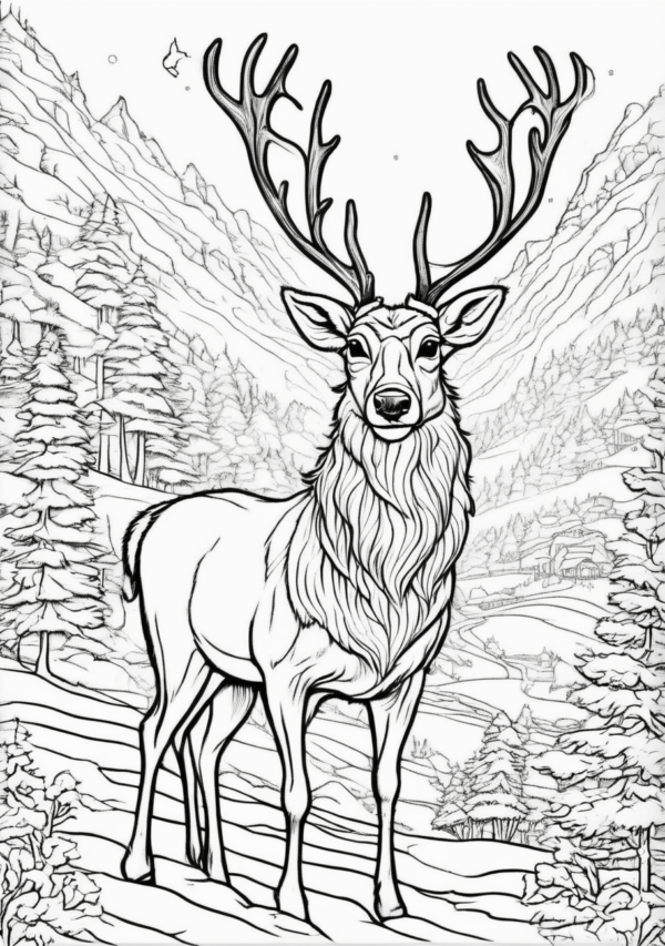 Enchanting Reindeer Christmas Coloring Pages - 11 Pages - Image 3