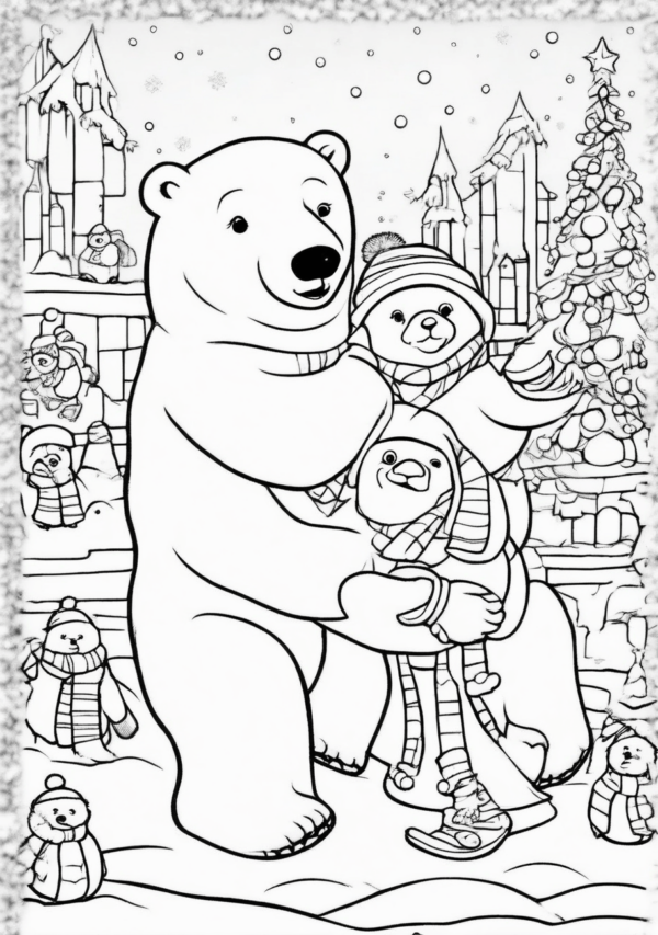 Christmas Polar Bear Coloring Book – Instant Download - 11 Pages - Image 4