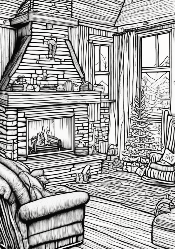 Cozy Christmas Scenes Coloring Book - 11 Pages - Image 3