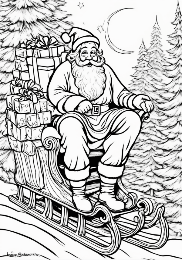 Unique Santa Sleigh Designs Coloring Book - 11 Pages - Image 3