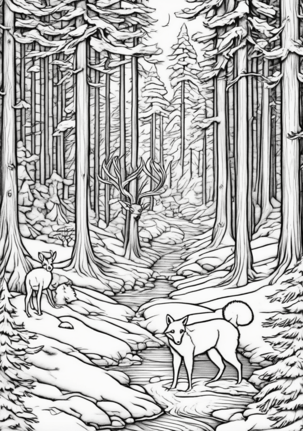 Enchanting Christmas Forest Coloring Book - 11 Pages - Image 3