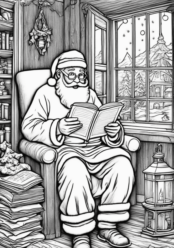 Christmas Santa Coloring Book Digital - 11 Pages - Image 4