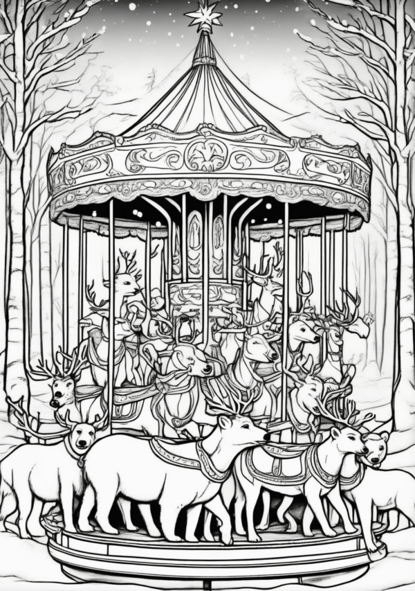 Christmas Carousel Wonderland Coloring Book - 11 Pages - Image 4