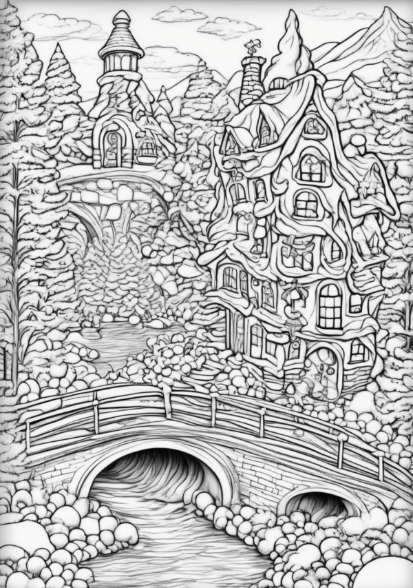 Intricate Christmas Scenes Coloring Book - 11 Pages - Image 3