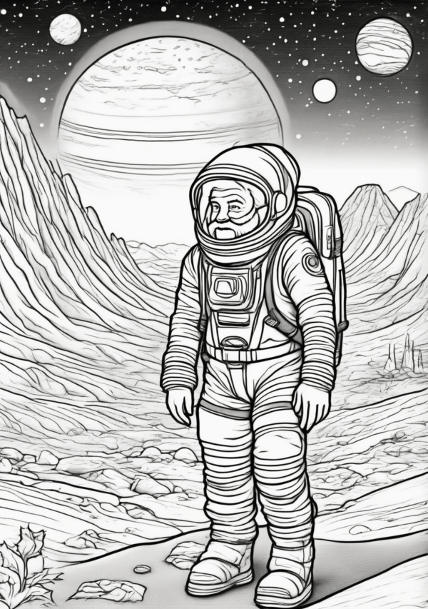 Christmas Coloring Book with Space Theme Designs - 11 Pages - Image 3