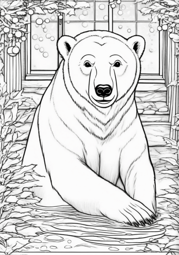 Christmas Polar Bear Coloring Book Digital Download - 11 Pages - Image 3